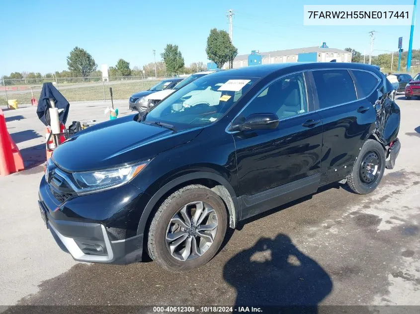 2022 Honda Cr-V Awd Ex VIN: 7FARW2H55NE017441 Lot: 40612308