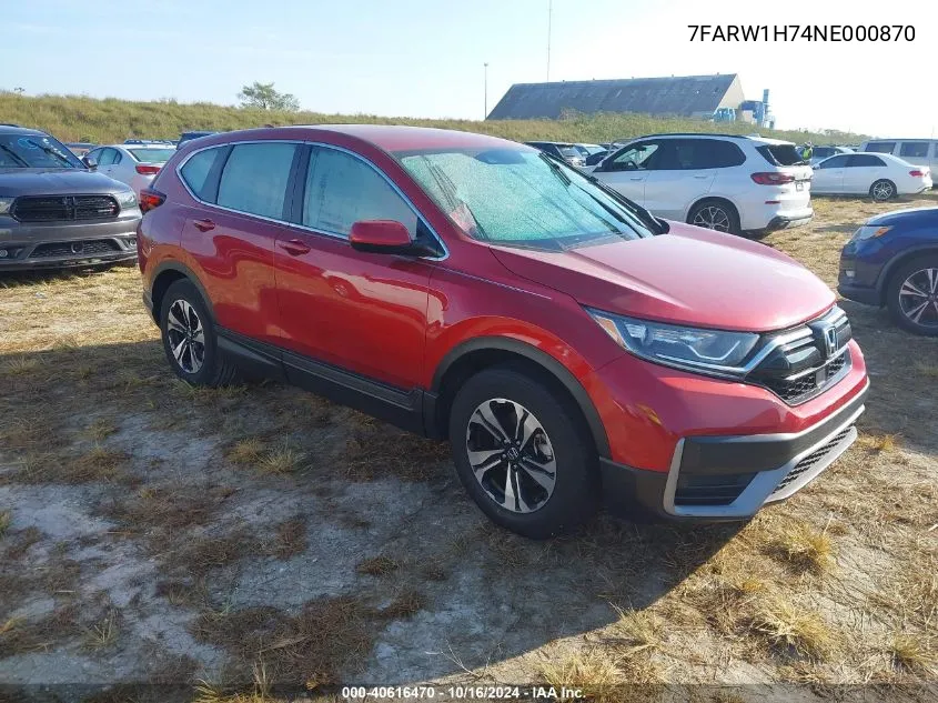 2022 Honda Cr-V 2Wd Special Edition VIN: 7FARW1H74NE000870 Lot: 40616470