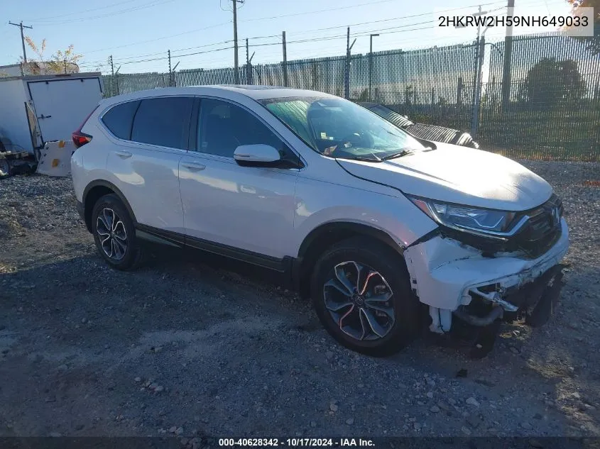 2022 Honda Cr-V Ex VIN: 2HKRW2H59NH649033 Lot: 40628342