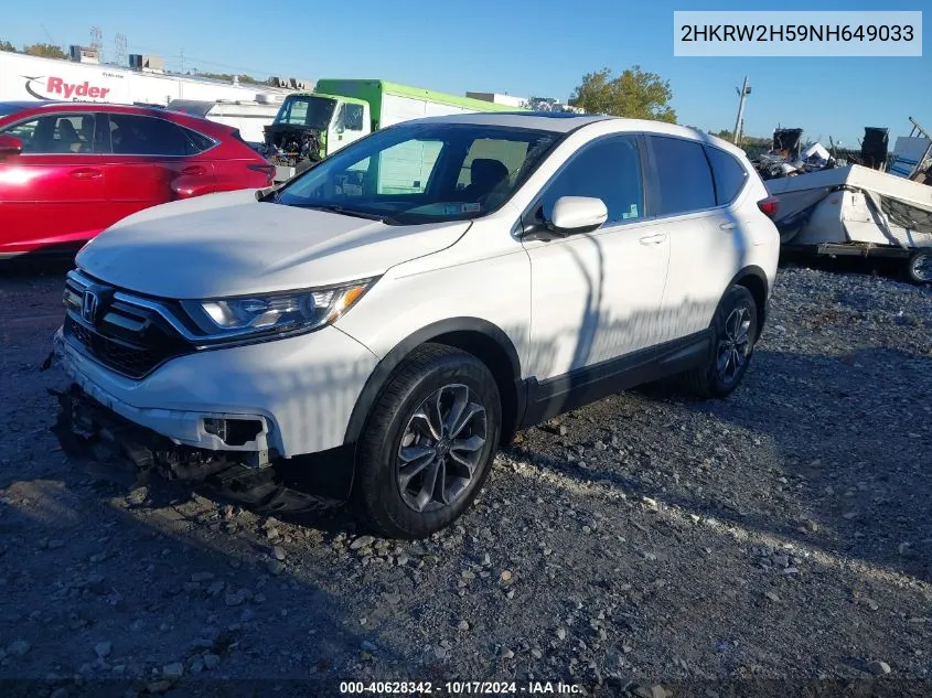 2022 Honda Cr-V Ex VIN: 2HKRW2H59NH649033 Lot: 40628342