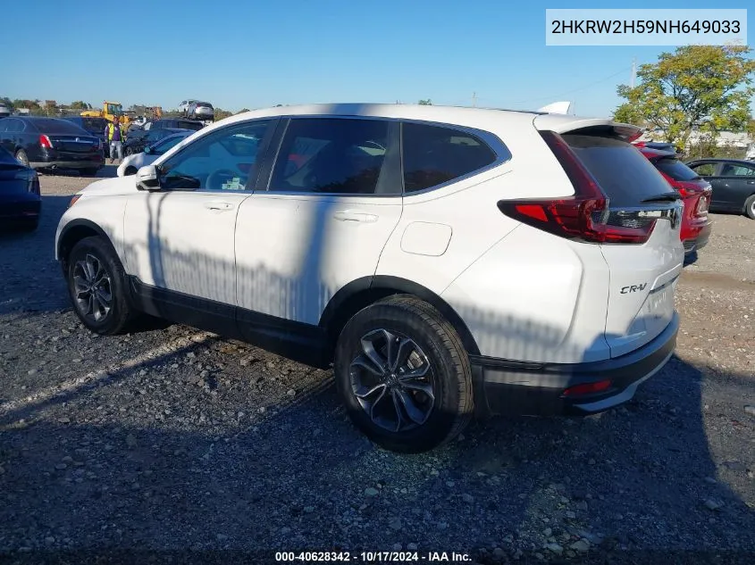 2022 Honda Cr-V Ex VIN: 2HKRW2H59NH649033 Lot: 40628342