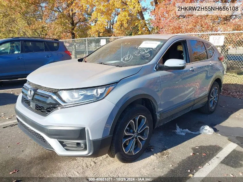 2022 Honda Cr-V Ex VIN: 2HKRW2H55NH656108 Lot: 40651071