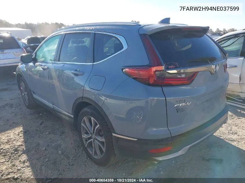 2022 Honda Cr-V Touring VIN: 7FARW2H94NE037599 Lot: 40654359