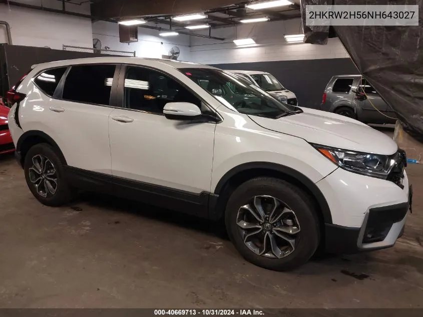 2022 Honda Cr-V Awd Ex VIN: 2HKRW2H56NH643027 Lot: 40669713