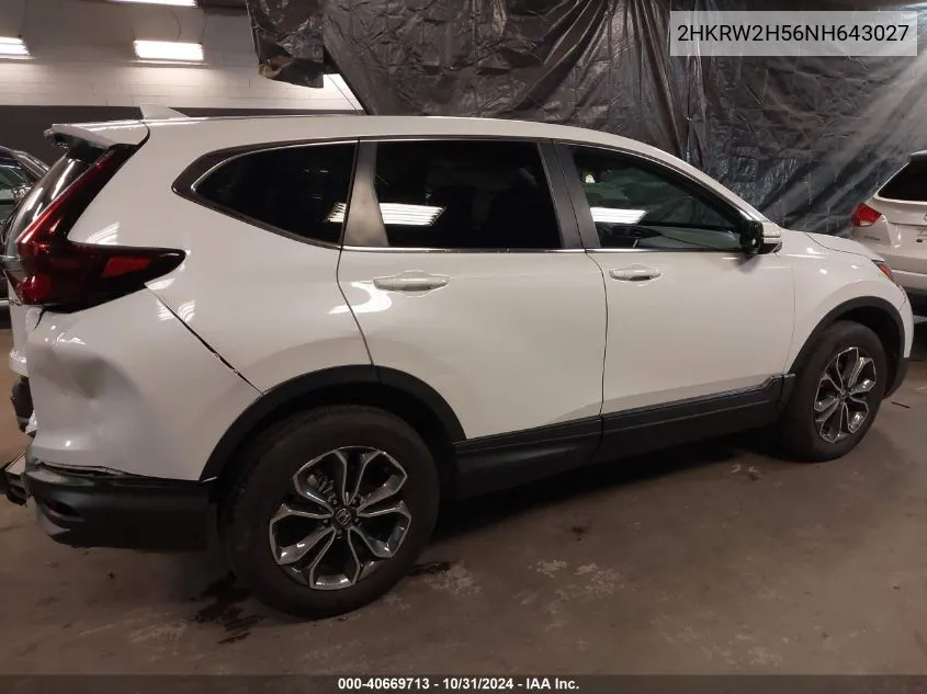 2022 Honda Cr-V Awd Ex VIN: 2HKRW2H56NH643027 Lot: 40669713