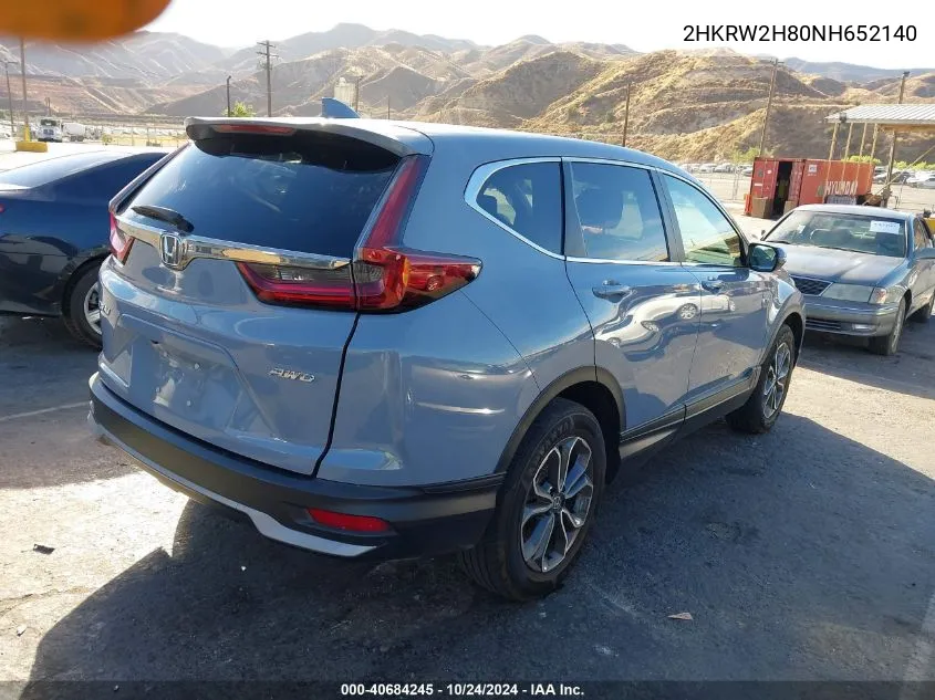 2022 Honda Cr-V Awd Ex-L VIN: 2HKRW2H80NH652140 Lot: 40684245