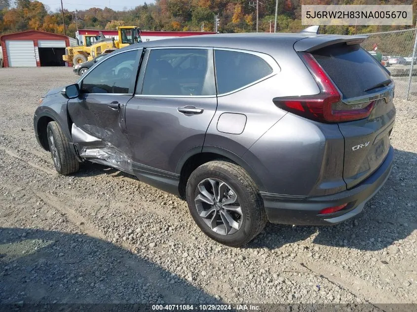 2022 Honda Cr-V Awd Ex-L VIN: 5J6RW2H83NA005670 Lot: 40711084