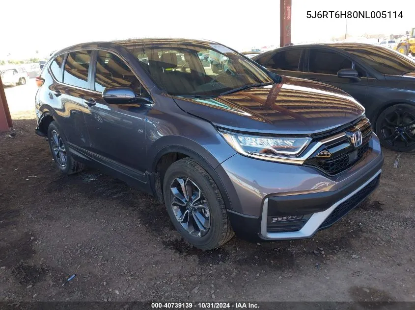 2022 Honda Cr-V Hybrid Ex-L VIN: 5J6RT6H80NL005114 Lot: 40739139