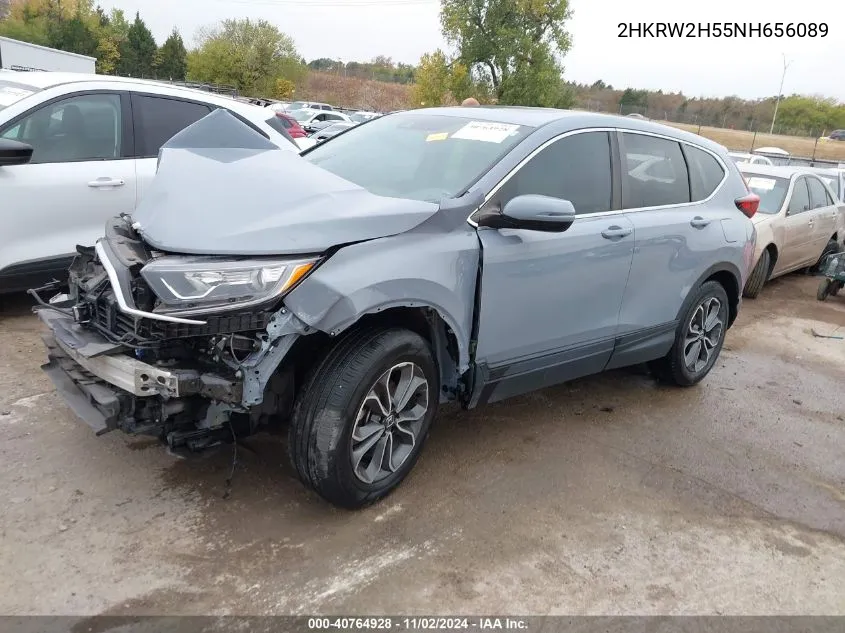 2022 Honda Cr-V Awd Ex VIN: 2HKRW2H55NH656089 Lot: 40764928