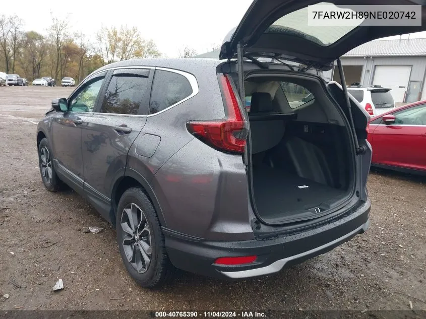 2022 Honda Cr-V Exl VIN: 7FARW2H89NE020742 Lot: 40765390