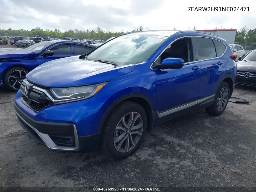 2022 Honda Cr-V Awd Touring VIN: 7FARW2H91NE024471 Lot: 40769928