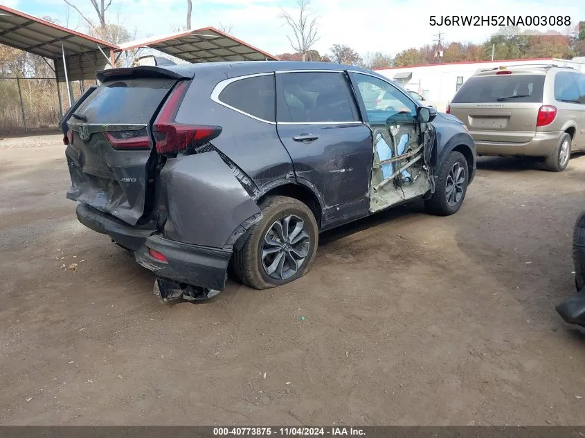 2022 Honda Cr-V Awd Ex VIN: 5J6RW2H52NA003088 Lot: 40773875