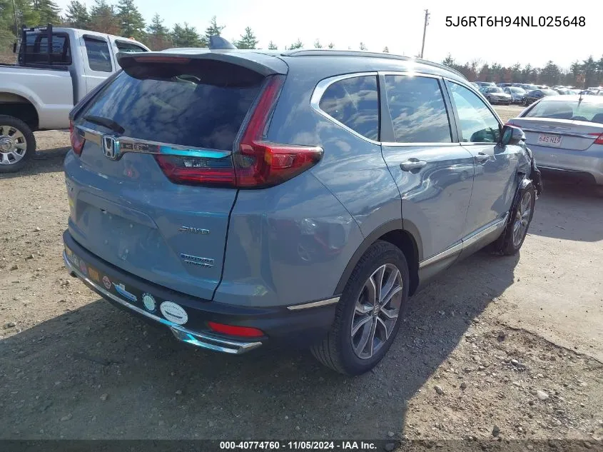 2022 Honda Cr-V Hybrid Touring VIN: 5J6RT6H94NL025648 Lot: 40774760