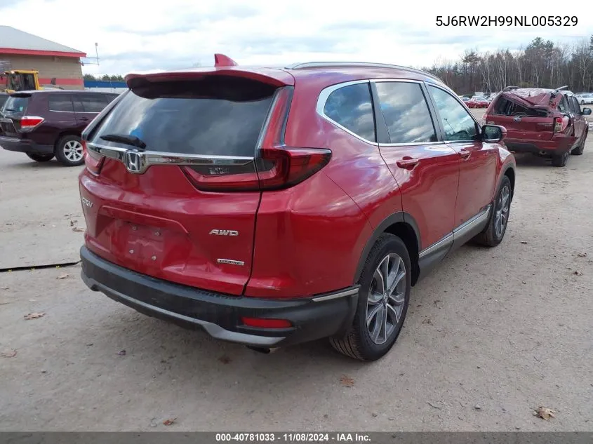 2022 Honda Cr-V Awd Touring VIN: 5J6RW2H99NL005329 Lot: 40781033