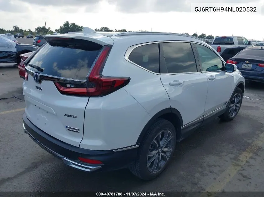 2022 Honda Cr-V Hybrid Touring VIN: 5J6RT6H94NL020532 Lot: 40781788