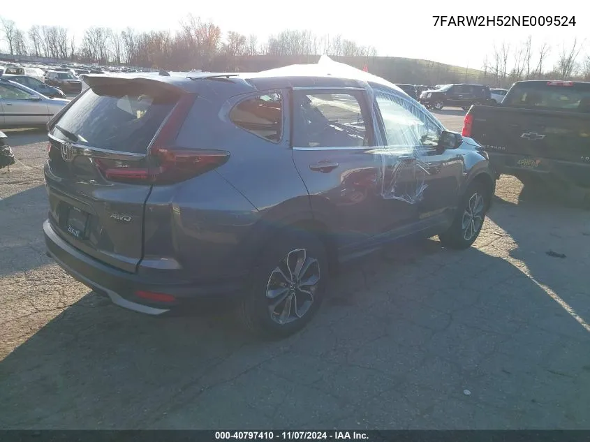 2022 Honda Cr-V Awd Ex VIN: 7FARW2H52NE009524 Lot: 40797410