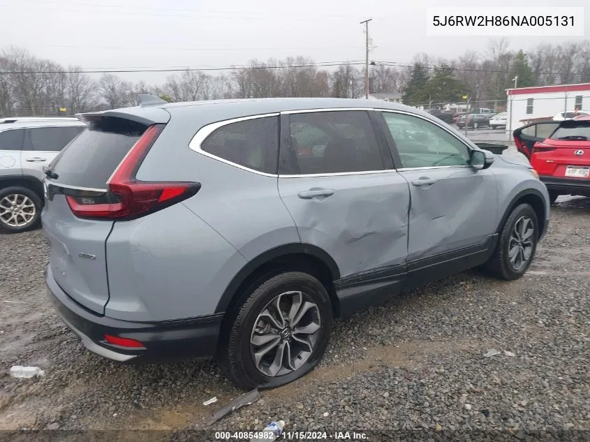 2022 Honda Cr-V Awd Ex-L VIN: 5J6RW2H86NA005131 Lot: 40854982