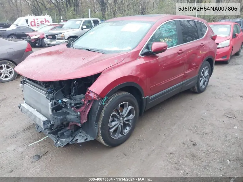 2022 Honda Cr-V Awd Ex VIN: 5J6RW2H54NA007806 Lot: 40875584