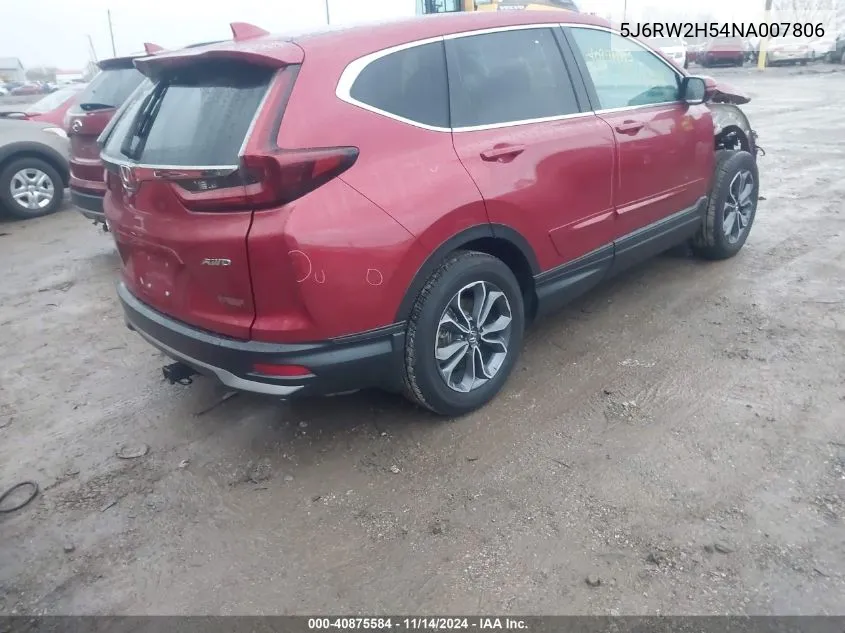 2022 Honda Cr-V Awd Ex VIN: 5J6RW2H54NA007806 Lot: 40875584