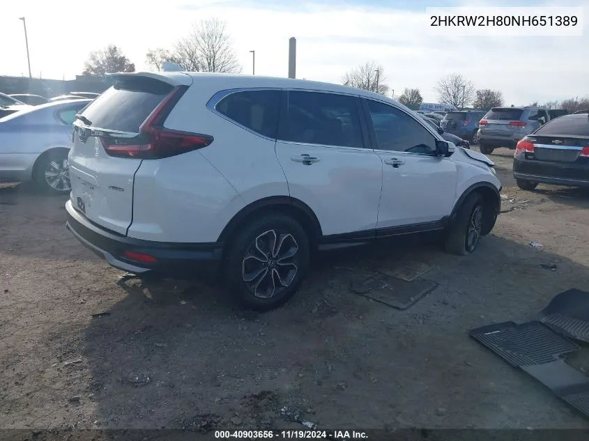 2022 Honda Cr-V Awd Ex-L VIN: 2HKRW2H80NH651389 Lot: 40903656