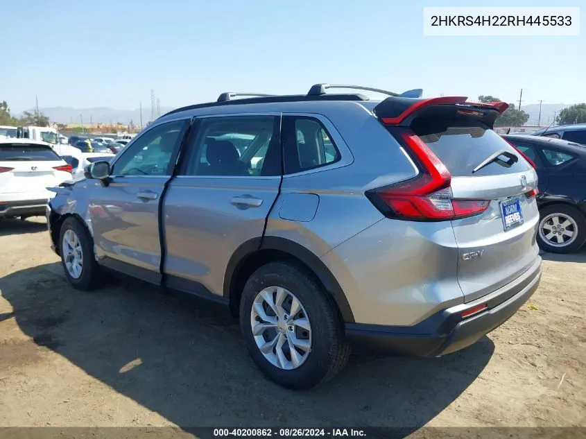 2024 Honda Cr-V Lx Awd VIN: 2HKRS4H22RH445533 Lot: 40200862