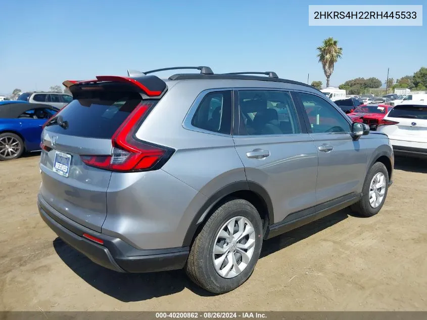 2024 Honda Cr-V Lx Awd VIN: 2HKRS4H22RH445533 Lot: 40200862