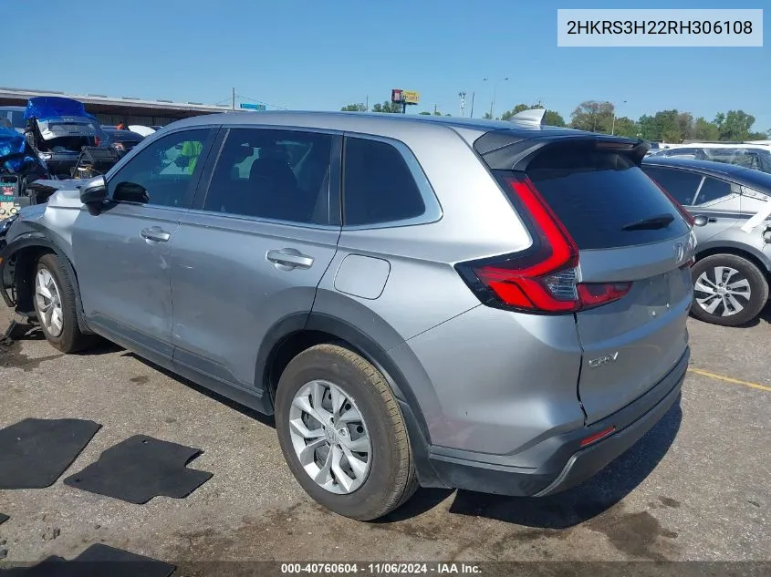 2024 Honda Cr-V Lx 2Wd VIN: 2HKRS3H22RH306108 Lot: 40760604