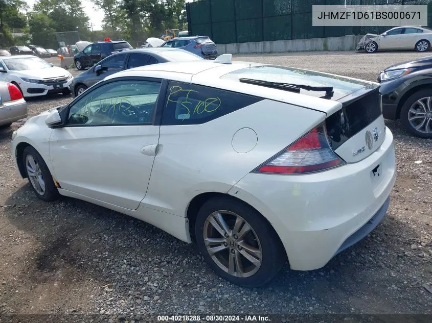 2011 Honda Cr-Z Ex VIN: JHMZF1D61BS000671 Lot: 40218288