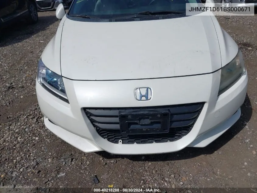 2011 Honda Cr-Z Ex VIN: JHMZF1D61BS000671 Lot: 40218288