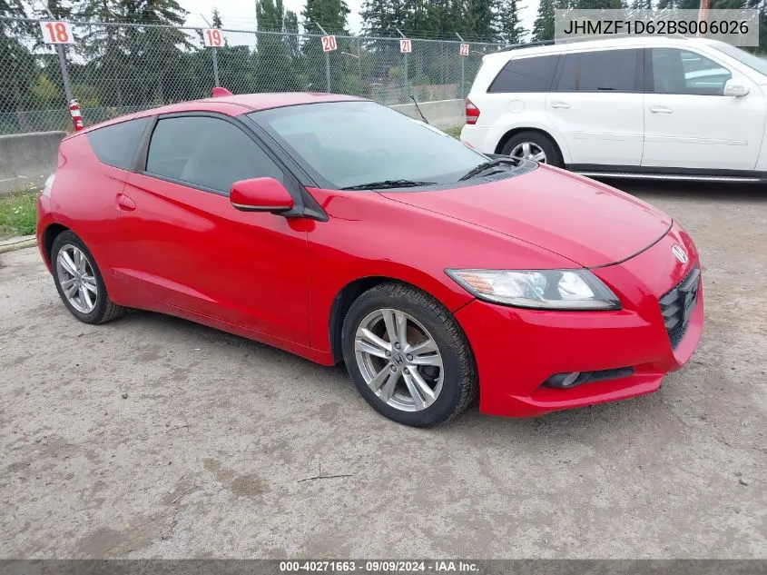 2011 Honda Cr-Z Ex VIN: JHMZF1D62BS006026 Lot: 40271663