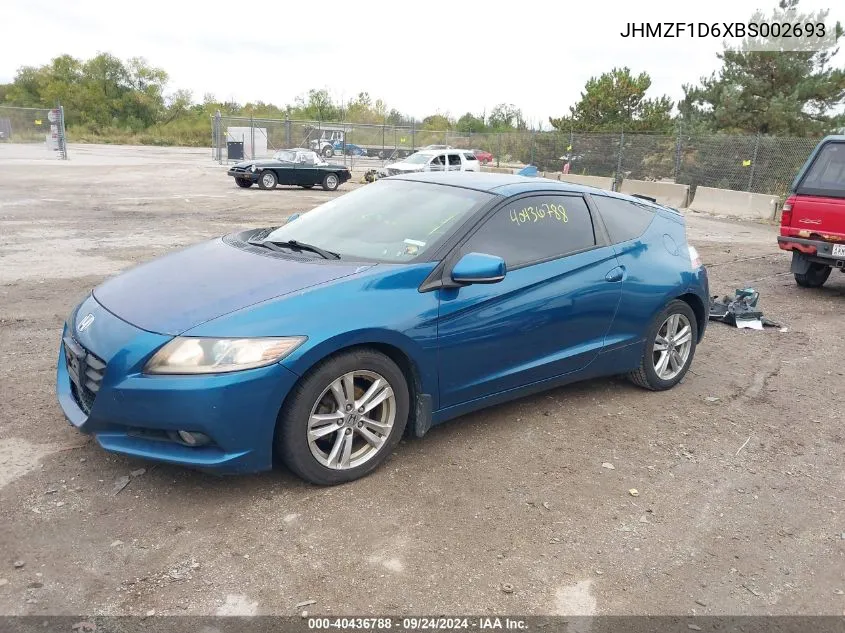 2011 Honda Cr-Z Ex VIN: JHMZF1D6XBS002693 Lot: 40436788