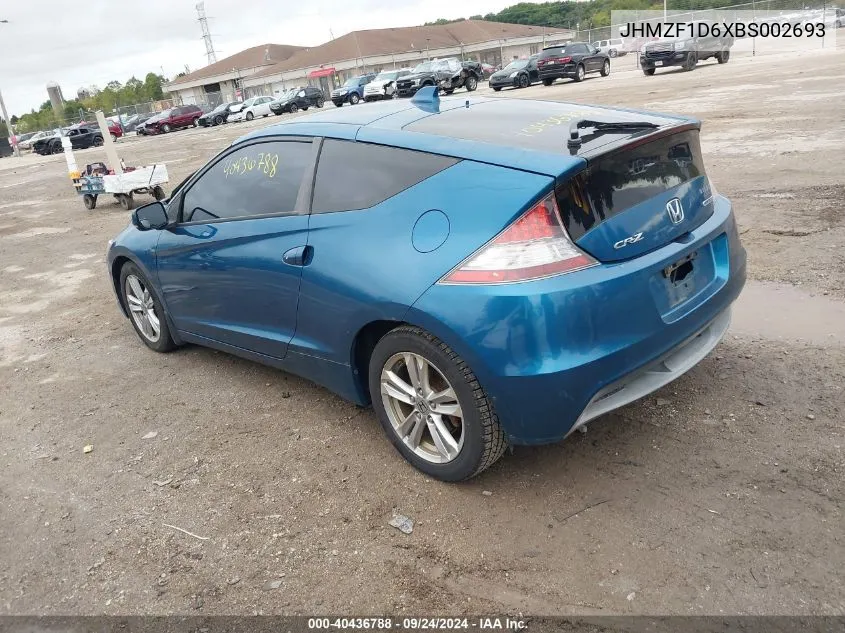 2011 Honda Cr-Z Ex VIN: JHMZF1D6XBS002693 Lot: 40436788