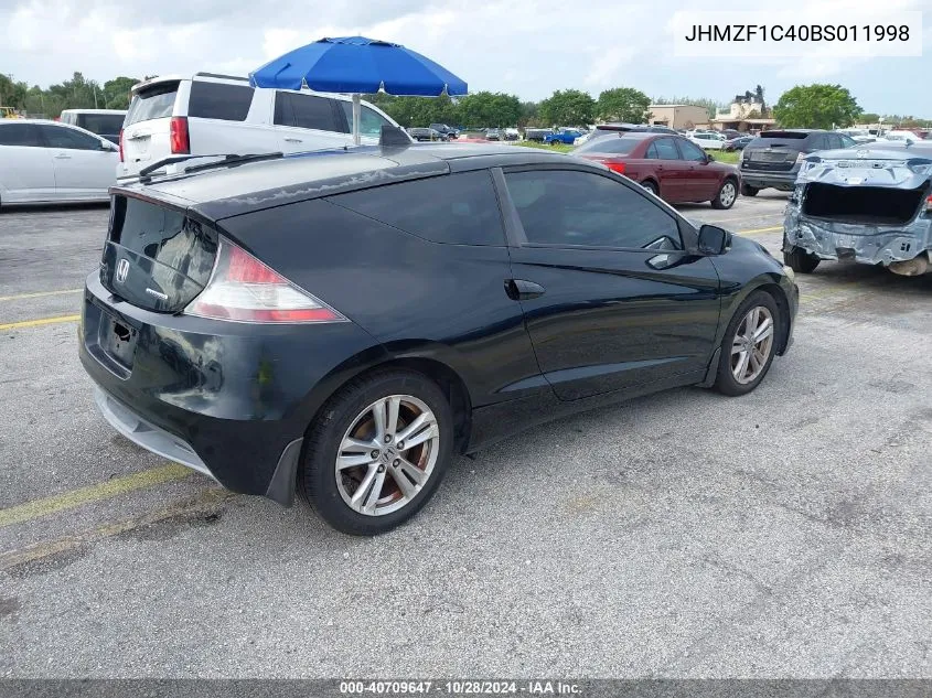 2011 Honda Cr-Z VIN: JHMZF1C40BS011998 Lot: 40709647