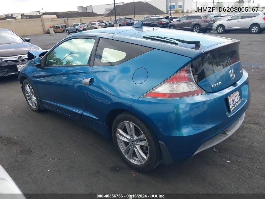 2012 Honda Cr-Z Ex VIN: JHMZF1D62CS005167 Lot: 40356756