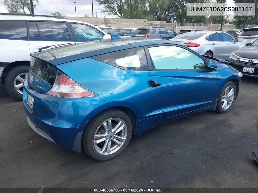 2012 Honda Cr-Z Ex VIN: JHMZF1D62CS005167 Lot: 40356756