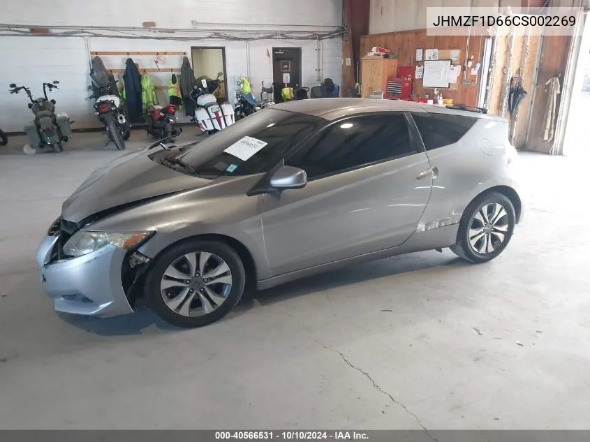 2012 Honda Cr-Z Ex VIN: JHMZF1D66CS002269 Lot: 40566531