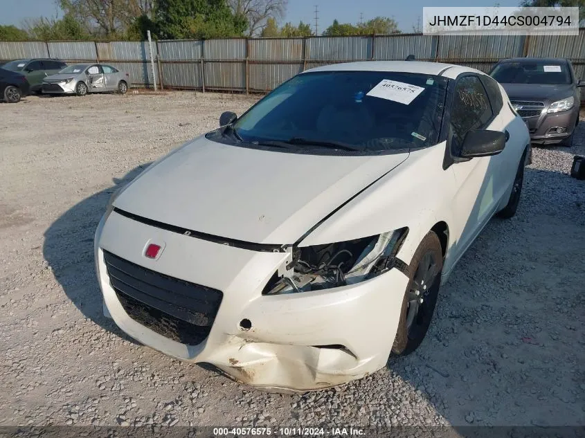 2012 Honda Cr-Z VIN: JHMZF1D44CS004794 Lot: 40576575