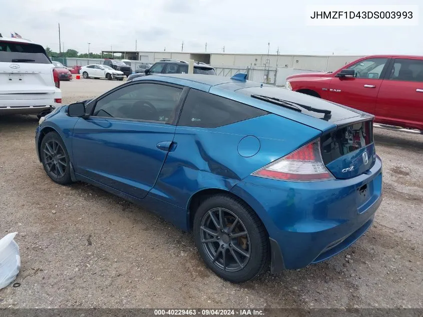 2013 Honda Cr-Z VIN: JHMZF1D43DS003993 Lot: 40229463