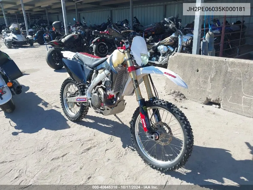 2005 Honda Crf450 X VIN: JH2PE06035K000181 Lot: 40645310