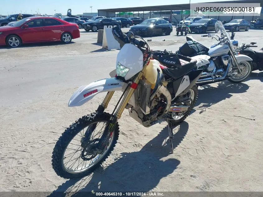 2005 Honda Crf450 X VIN: JH2PE06035K000181 Lot: 40645310