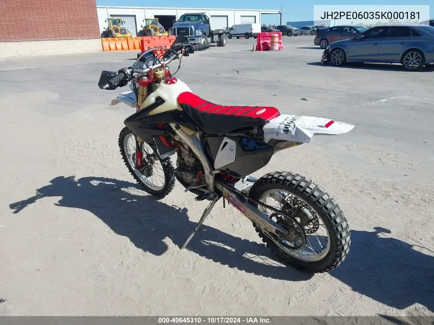 2005 Honda Crf450 X VIN: JH2PE06035K000181 Lot: 40645310