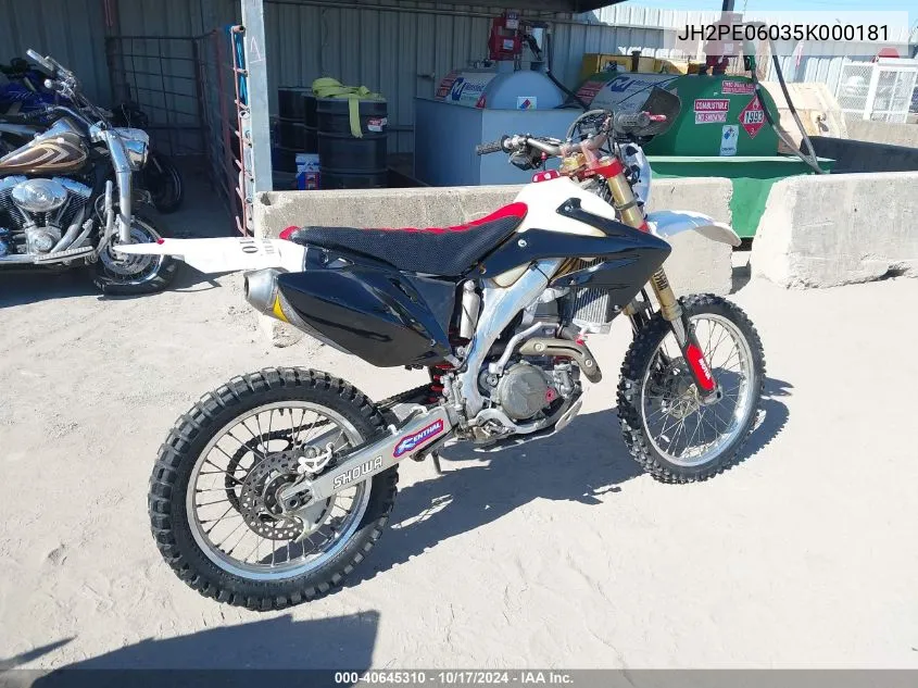 2005 Honda Crf450 X VIN: JH2PE06035K000181 Lot: 40645310