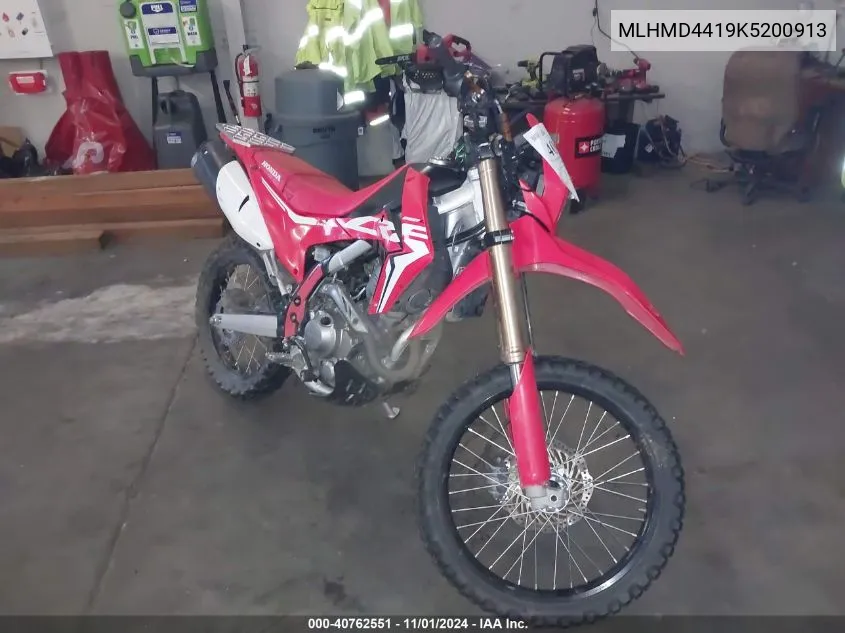 2019 Honda Crf250 L VIN: MLHMD4419K5200913 Lot: 40762551