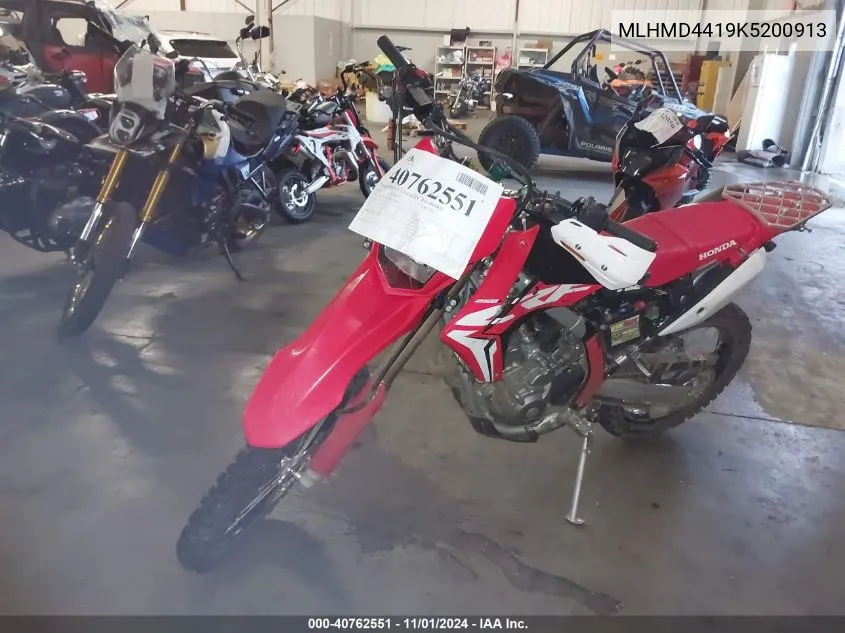 2019 Honda Crf250 L VIN: MLHMD4419K5200913 Lot: 40762551