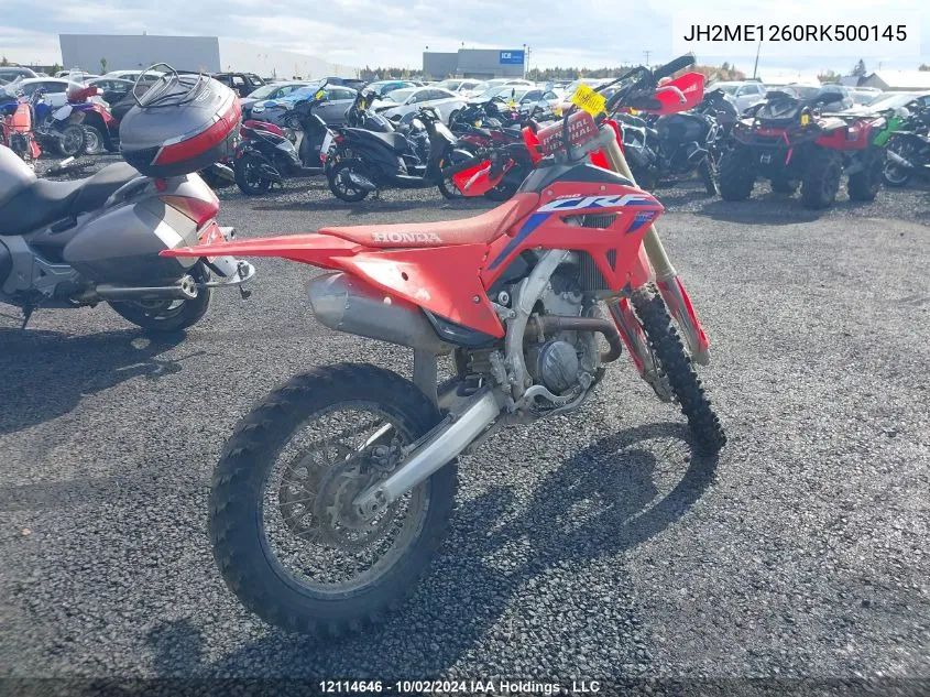 2024 Honda Crf250 Rx VIN: JH2ME1260RK500145 Lot: 12114646