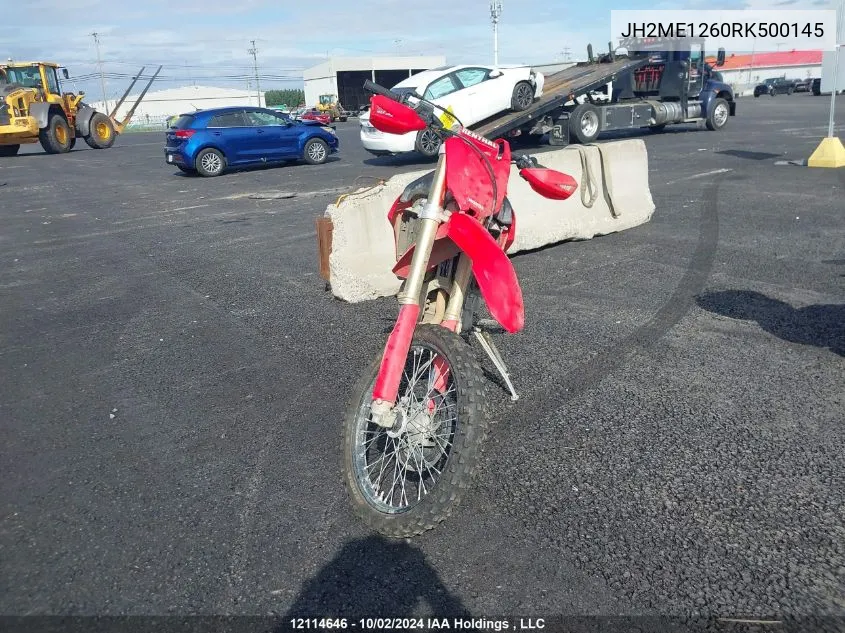 2024 Honda Crf250 Rx VIN: JH2ME1260RK500145 Lot: 12114646