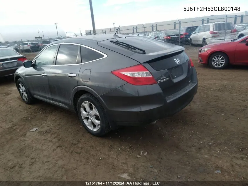 2012 Honda Crosstour VIN: 5J6TF2H53CL800148 Lot: 12151764