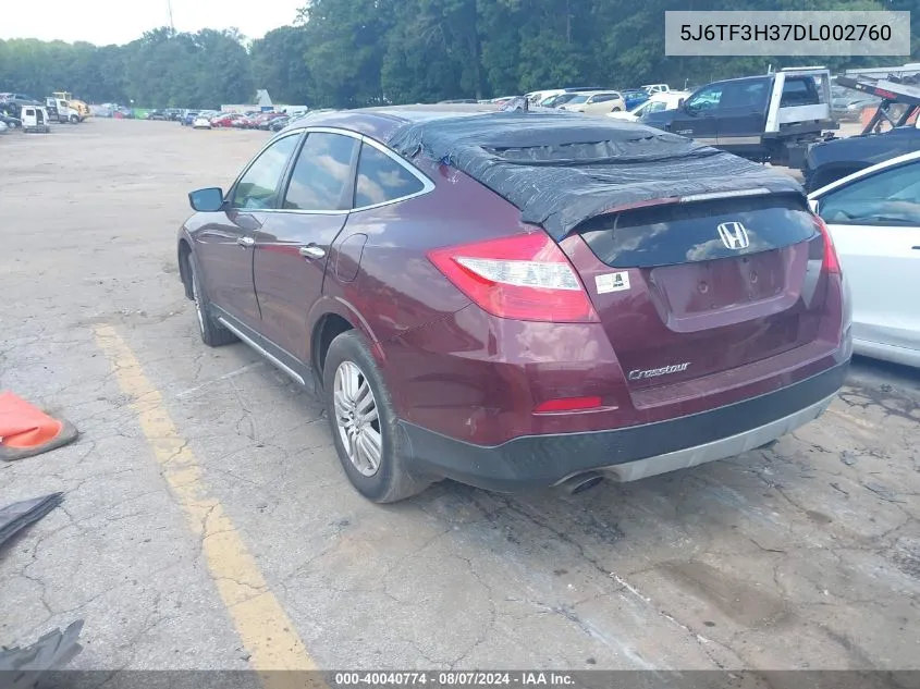 2013 Honda Crosstour Ex VIN: 5J6TF3H37DL002760 Lot: 40040774