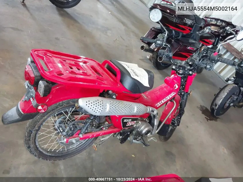 2021 Honda Ct125 A VIN: MLHJA5554M5002164 Lot: 40667751