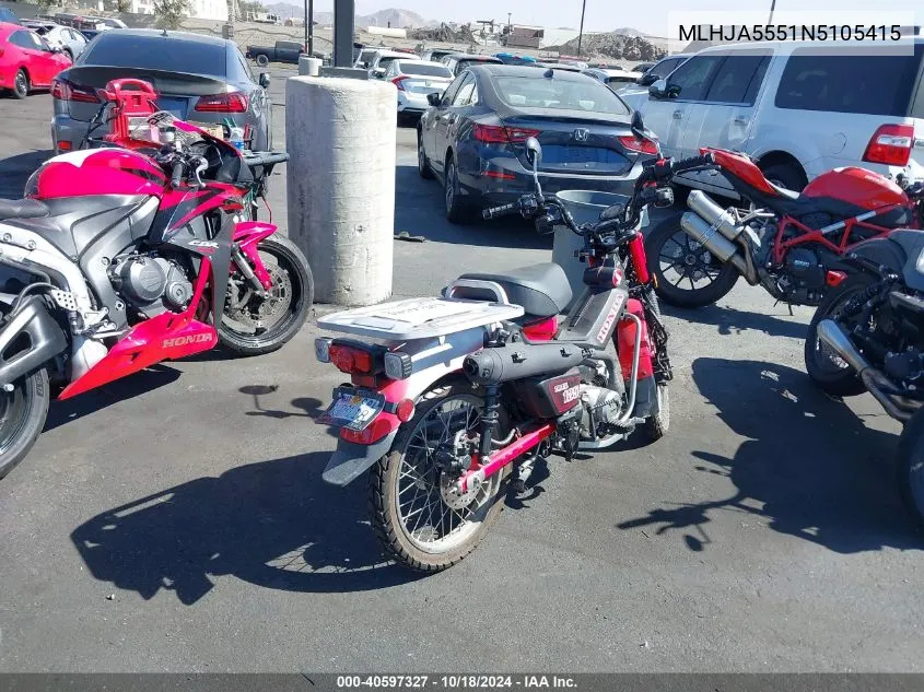 2022 Honda Ct125 A VIN: MLHJA5551N5105415 Lot: 40597327